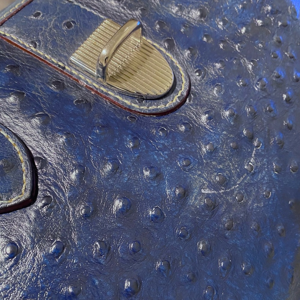 Dooney & Bourke Navy Ostrich Satchel - Picture 2 of 9